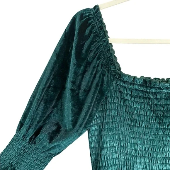 Baltic Born Clara Smocked Velvet Maxi Dress Green NWT - Picture 6 of 16